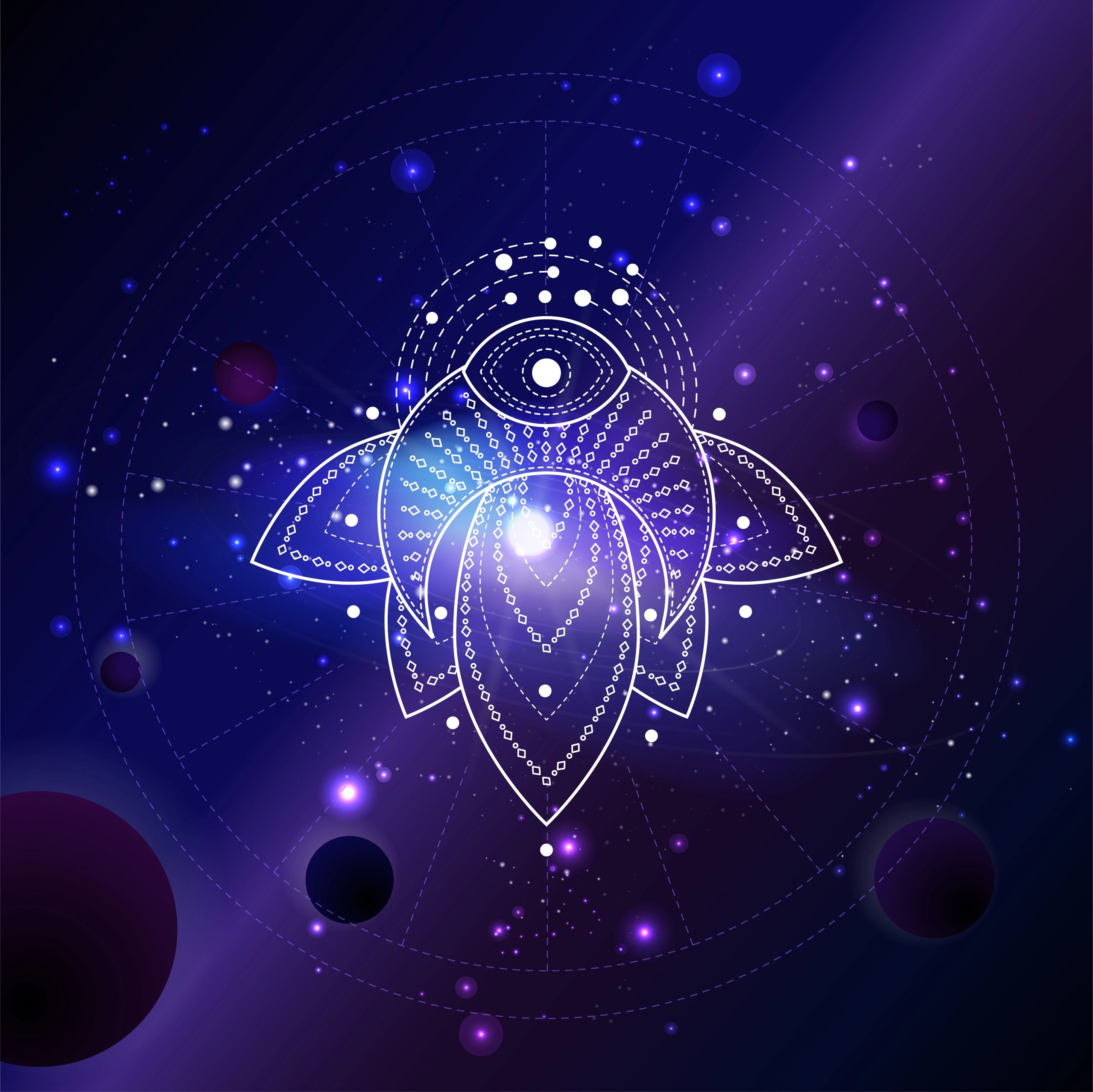 Cosmic symbol illustration in multicolour